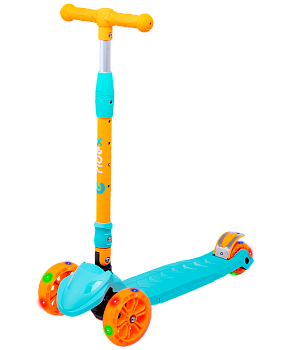 БЕЗ УПАКОВКИ Самокат 3-колесный Bunny, 135/90 мм, голубой/оранжевый