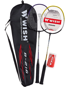 УЦЕНКА Набор для бадминтона Steeltec 216, 2 ракетки и 2 волана, фиолетовый/желтый УЦЕНКА Набор для бадминтона Steeltec 216, 2 ракетки и 2 волана, фиолетовый/желтый